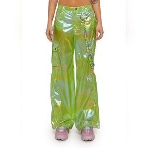 Club Exx Lime Green Iridescent Cargo Pants
